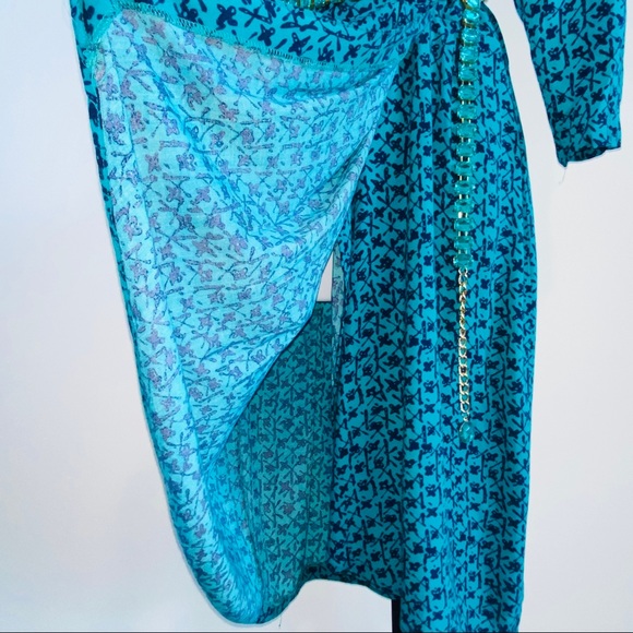 Vintage Print Blue on Blue Pattern Wrap Dress by Johnathan Martin - Picture 7 of 13